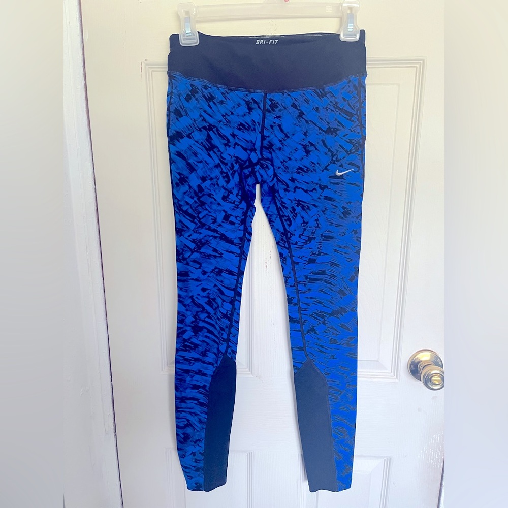 Nike Vibrant Blue and Black Leggings - Picture 1 of 3